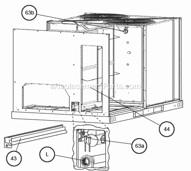 Drain Pan, Sensor Diagram and Parts List for RACDZR090ACA000AABC1  Ruud Air Conditioner