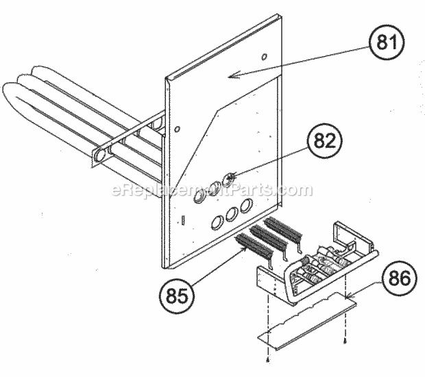 Heat Exchanger Assembly Diagram and Parts List for RRNL-B036JK08E  Ruud Heater