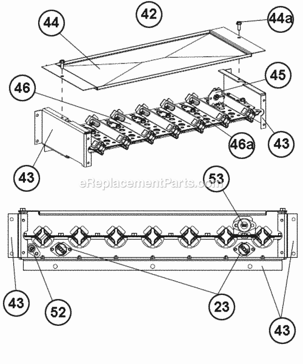 Burner Assembly (1) Diagram and Parts List for R95TC1001521MSA  Ruud Furnace