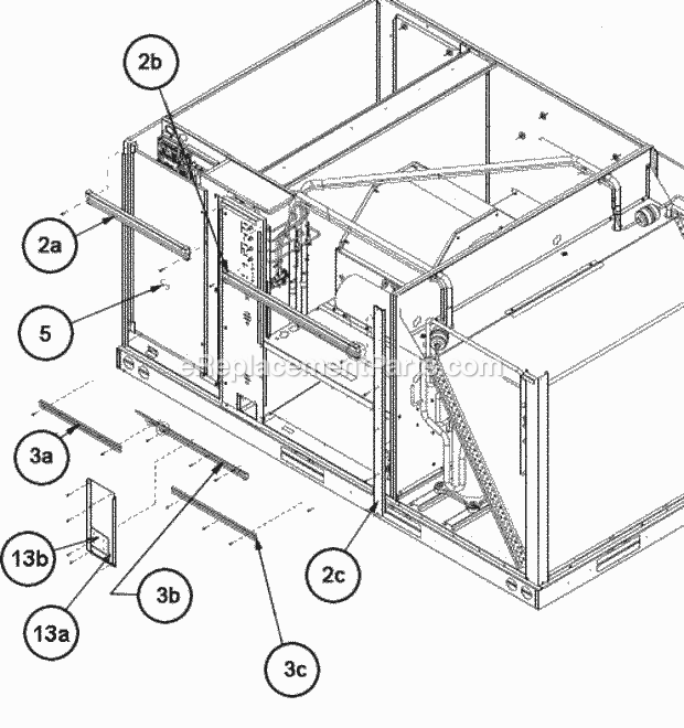 Front Panel Brackets 120 Diagram and Parts List for RLHL-C120CM000  Ruud Air Conditioner