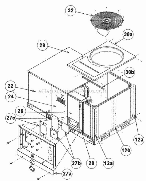 Top Panel View 036-060 Diagram and Parts List for RKNL-C073YM15E  Ruud Heater