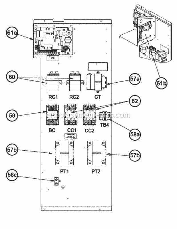 Control Box 090-151 Diagram and Parts List for RKKL-B090CL22EAJG  Ruud Heater