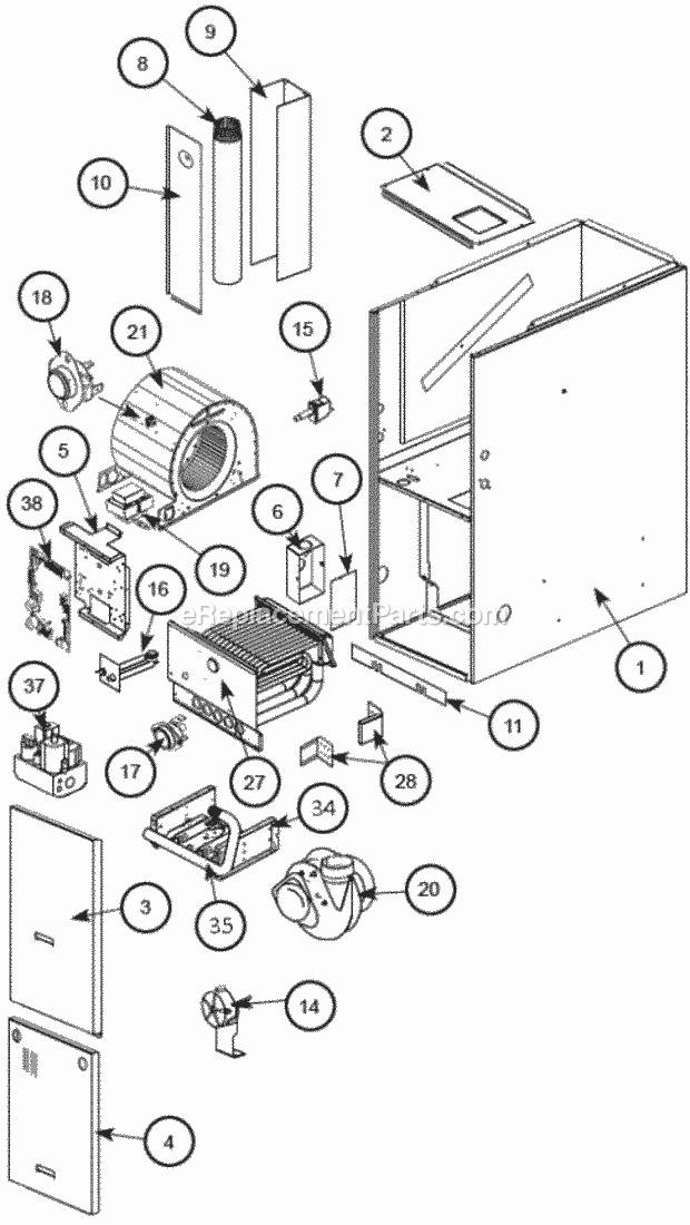 Exploded View Diagram and Parts List for R801PA100317ZXA  Ruud Furnace