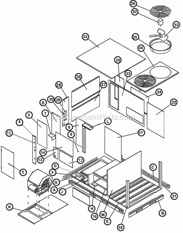 Exploded View 090-151 Diagram and Parts List for RKKL-B072CL13EDNF  Ruud Heater