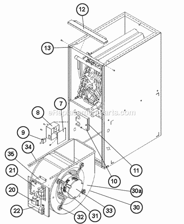 Blower Assembly Diagram and Parts List for RW1T06A3617NAA  Ruud Air Conditioner