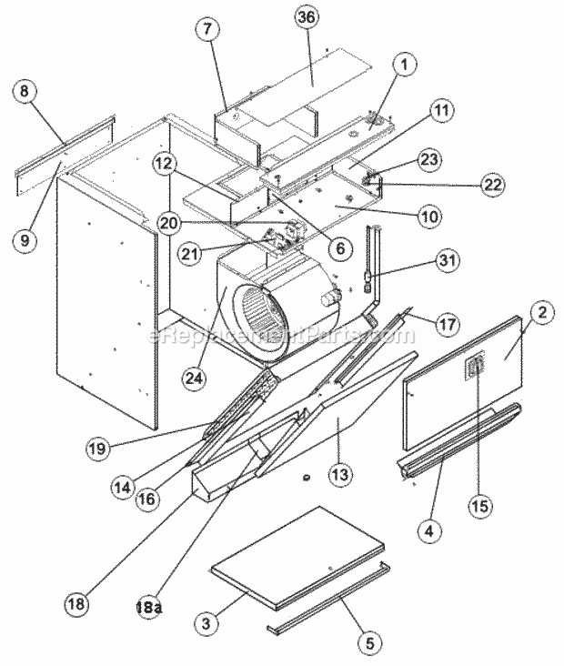 Exploded View 030-036 Diagram and Parts List for RHAL-FR24PJB05A417  Ruud Air Conditioner