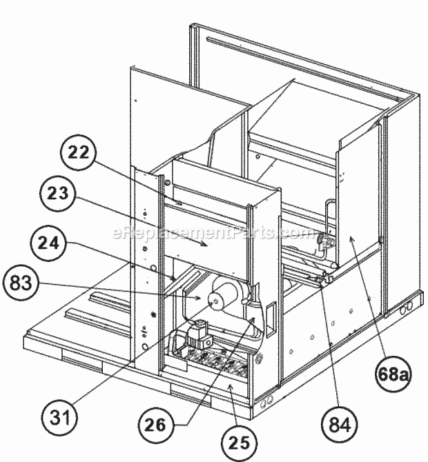 Control Access Panel Detail Diagram and Parts List for RRNL-B036JK08E  Ruud Heater