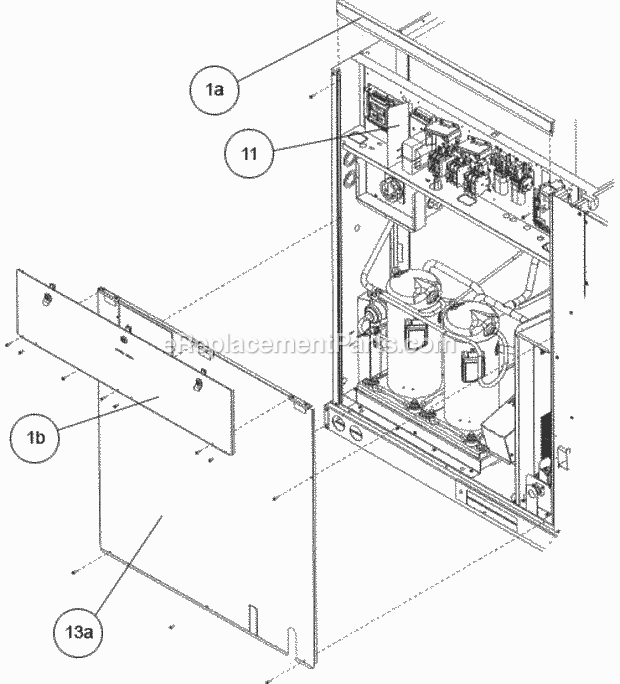 Hinged Compressor Panel Diagram and Parts List for RACDZS150ACA000AAAA0  Ruud Air Conditioner