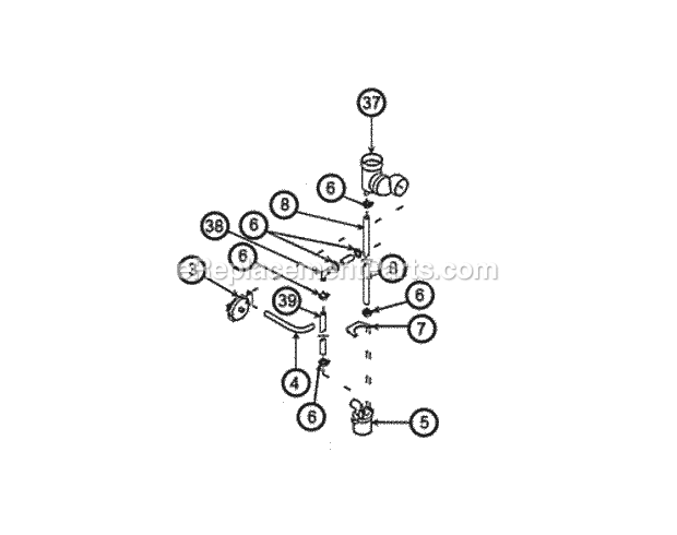 Drain Trap Parts Diagram and Parts List for 90RS04EES01278  Ruud Furnace
