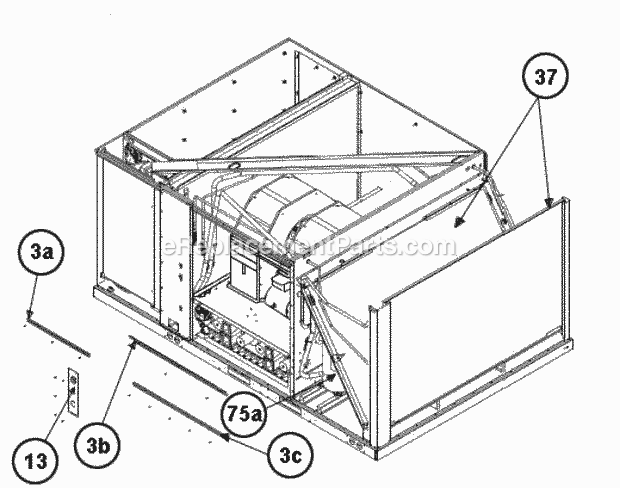 Front Panel Brackets 180 Diagram and Parts List for RKRL-H240DR40E  Ruud Heater