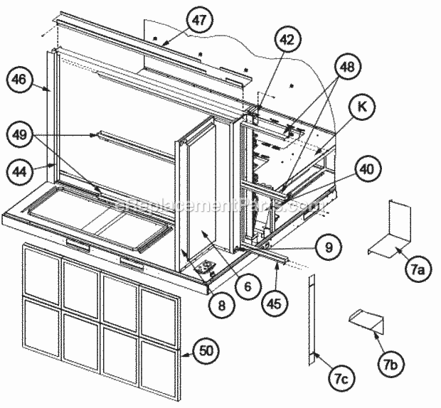 Filter Frame Assembly 180-240 Diagram and Parts List for RKKL-B072CL13EDNF  Ruud Heater