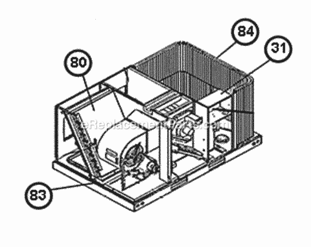 Coil Group Cut-Away View Diagram and Parts List for RLNL-A036DK000ACF  Ruud Air Conditioner