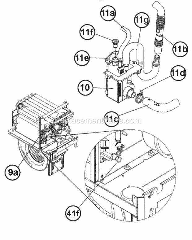 Trap - Hose Assembly Diagram and Parts List for U97VA115M524USA  Ruud Furnace