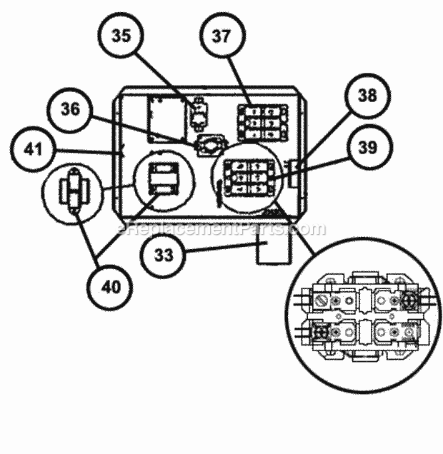Control Box Diagram and Parts List for RLNL-A036DK000ACF  Ruud Air Conditioner