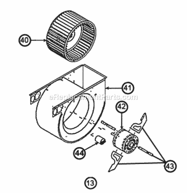 Blower Assembly Diagram and Parts List for 90RJ06EES01  Ruud Furnace