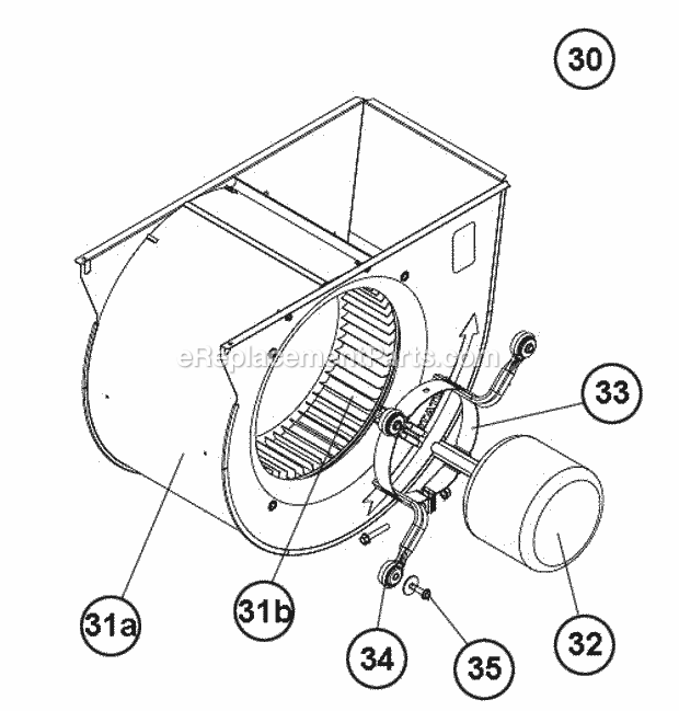Blower Assembly Diagram and Parts List for R95TC1001521MSA  Ruud Furnace