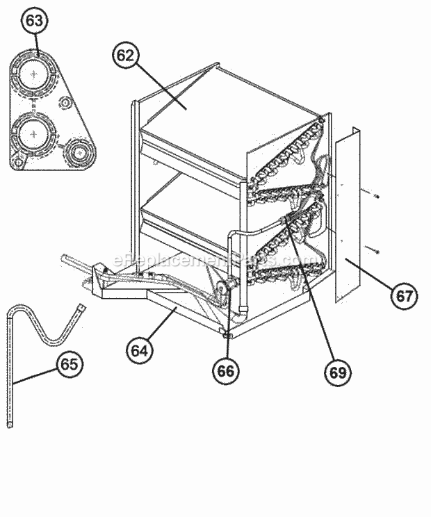 Evaporator Coil Assembly Diagram and Parts List for RSNL-C060CK000  Ruud Air Conditioner