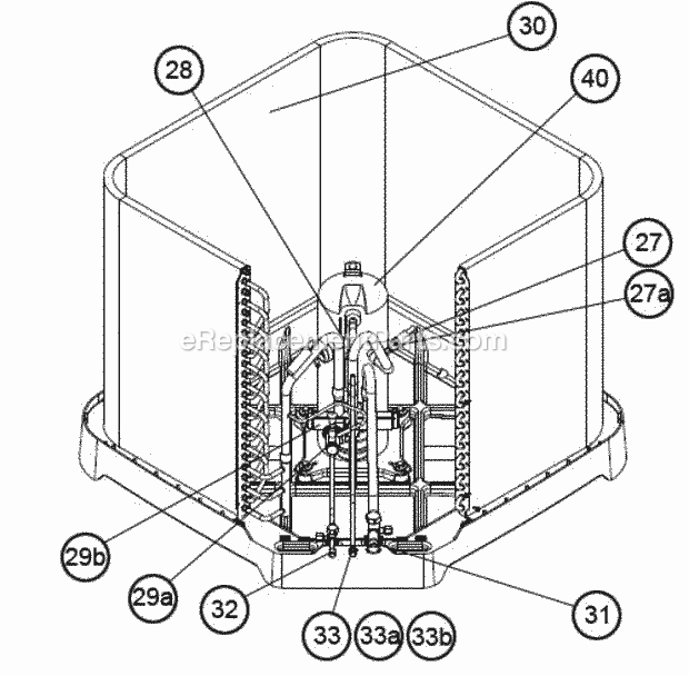 Valve Mounting, Compressor Diagram and Parts List for RP1436AD1NA  Ruud Heater