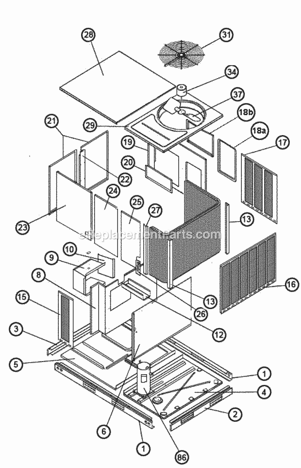 Exploded View Diagram and Parts List for RJNL-A072CM020  Ruud Heater