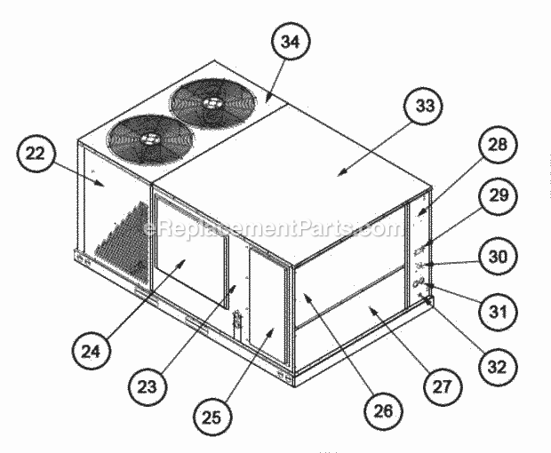 Exterior - Back 120 Diagram and Parts List for RKHL-D180CL25E  Ruud Heater