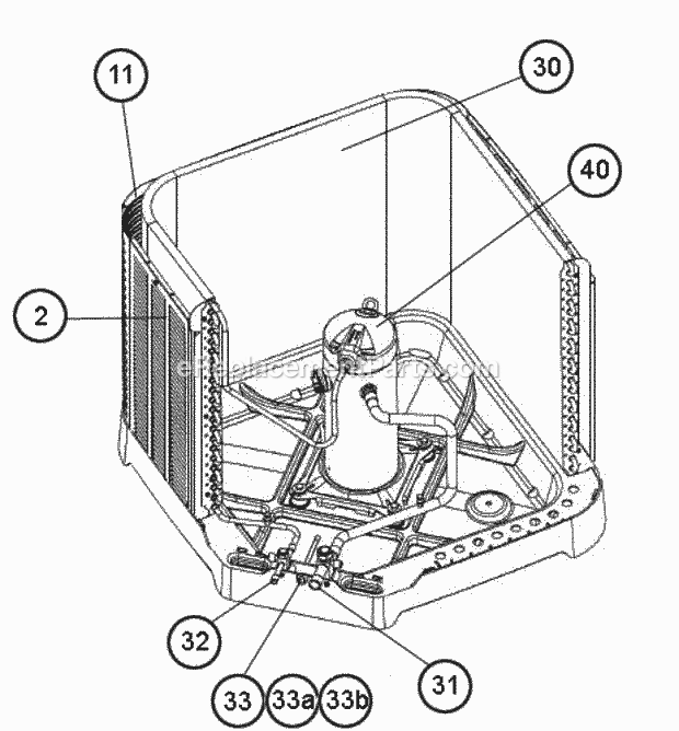 Compressor Diagram and Parts List for UP2024AJVCA  Ruud Heater