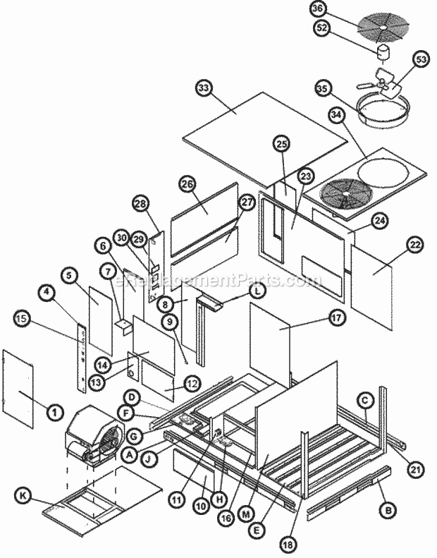 Exploded View 072-151 Diagram and Parts List for RLNL-B073YM000  Ruud Air Conditioner