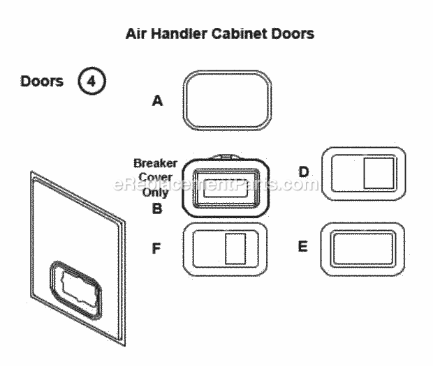 Door Assembly Diagram and Parts List for UBHK-24J00NFA  Ruud Air Conditioner