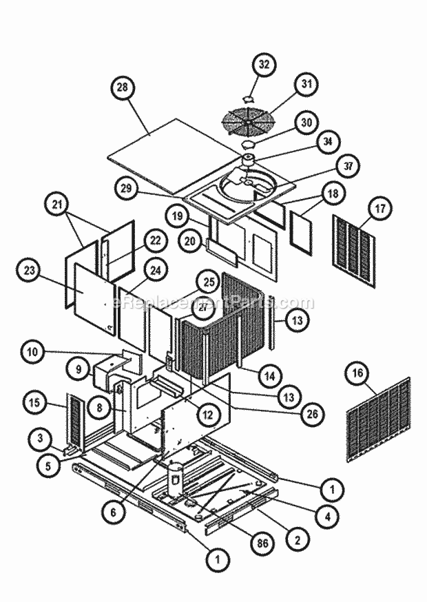 Exploded View Diagram and Parts List for RJKA-A036CK000  Ruud Heater