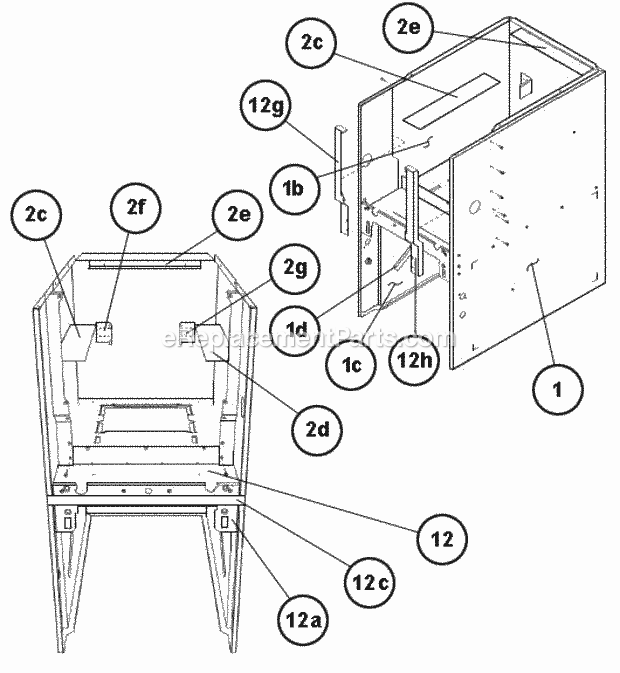 Cabinet Interior Diagram and Parts List for R801TA075417MSA  Ruud Furnace