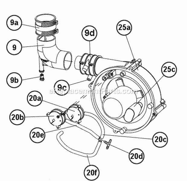 Pressure Switch - Tubing Diagram and Parts List for R96PA0702317MSA  Ruud Furnace