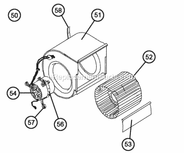 Blower Parts - Direct Drive Diagram and Parts List for RJPL-A036CK000  Ruud Heater