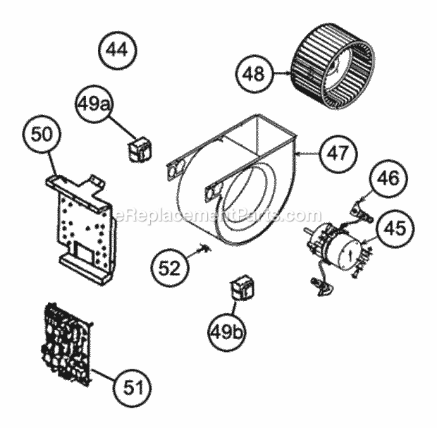 Blower Assembly Diagram and Parts List for RGTM-10NRBJS  Ruud Furnace