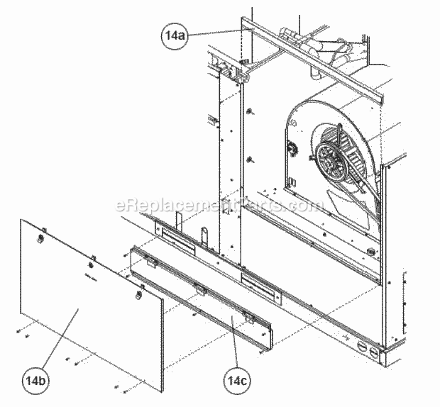 Hinged Blower Panel Diagram and Parts List for RACDZR090ACA000AABC1  Ruud Air Conditioner