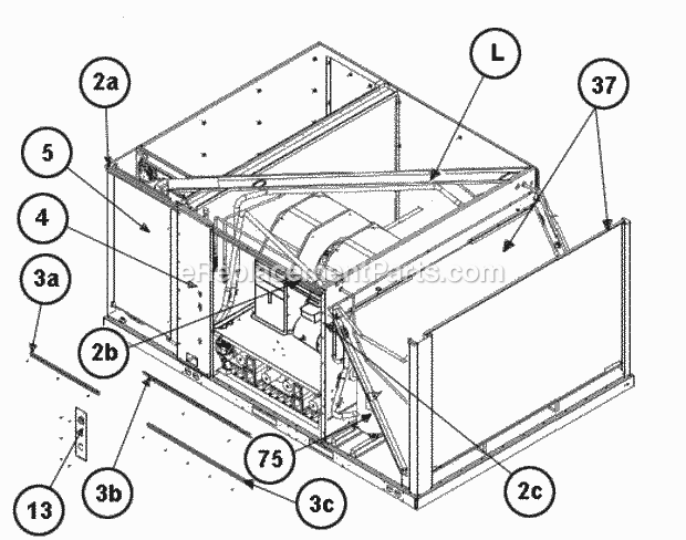 Front Panel Brackets 180 Diagram and Parts List for RKHL-D180CL25E  Ruud Heater