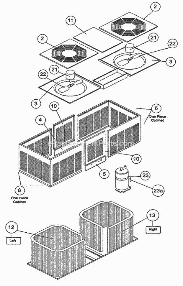 Exploded View - One Piece Cabinet Diagram and Parts List for RPWC-075CAZ  Ruud Heater
