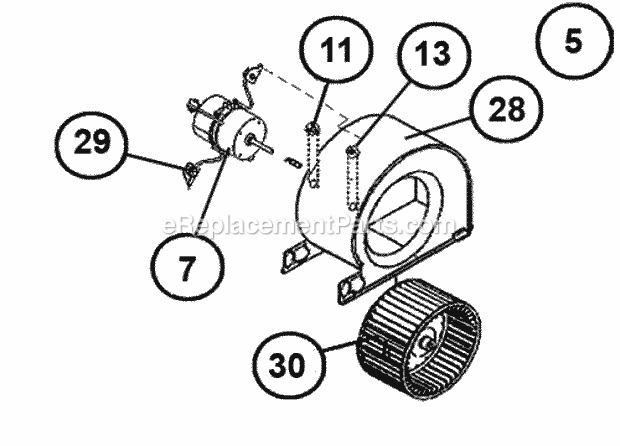 Blower Assembly Diagram and Parts List for UGJD-12ERCMS278  Ruud Furnace