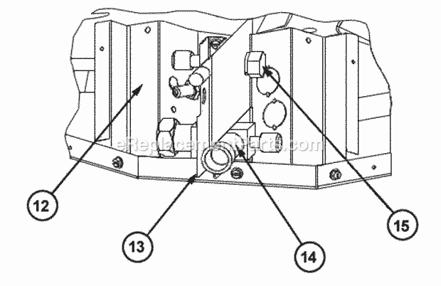Valve Mounting Detail Diagram and Parts List for 13PJA36A01  Ruud Heater