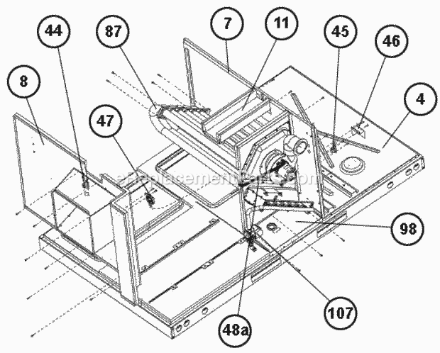 Heating Section Diagram and Parts List for RKKN-B072YM13E  Ruud Heater