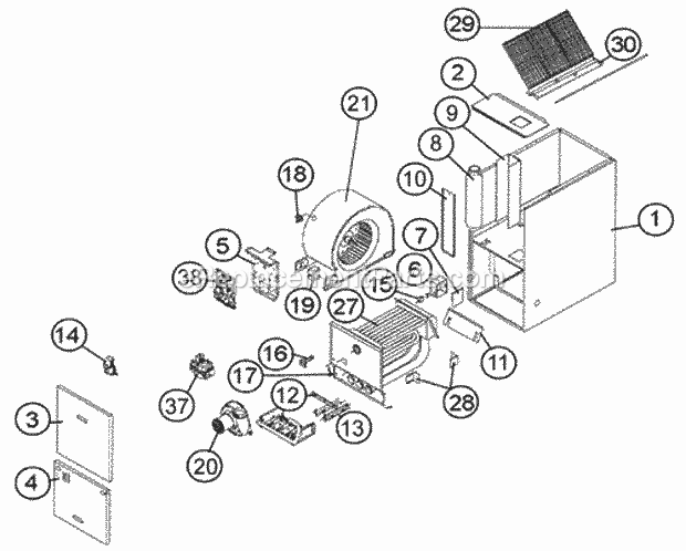 Exploded View Diagram and Parts List for UGLQ-05EAUER  Ruud Furnace
