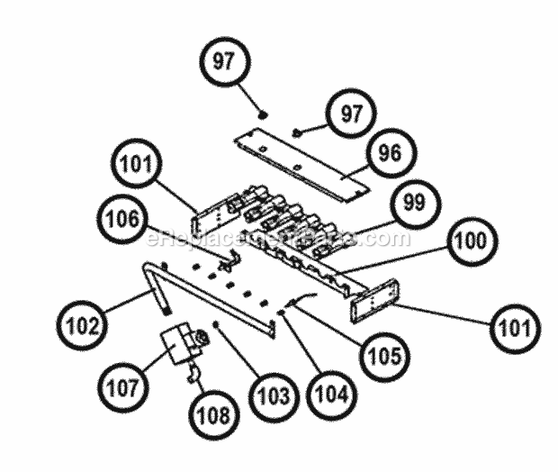 In-Shot Burner Assembly - Before F4708 Diagram and Parts List for RKMA-A072DL13E  Ruud Heater