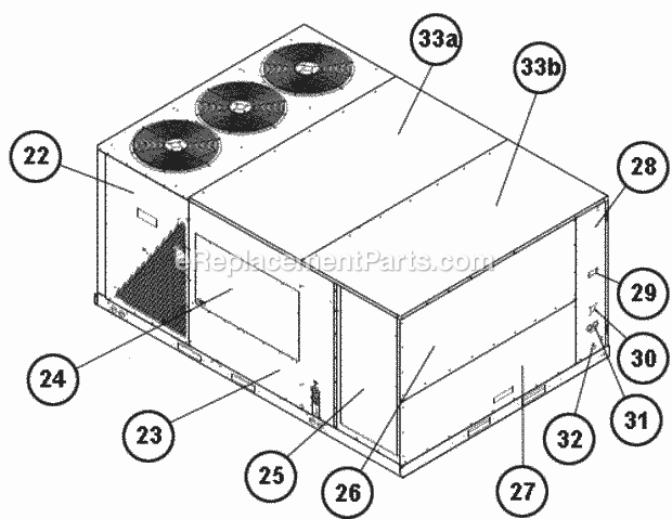 Exterior - Back 180 Diagram and Parts List for RKHL-D180CL25E  Ruud Heater