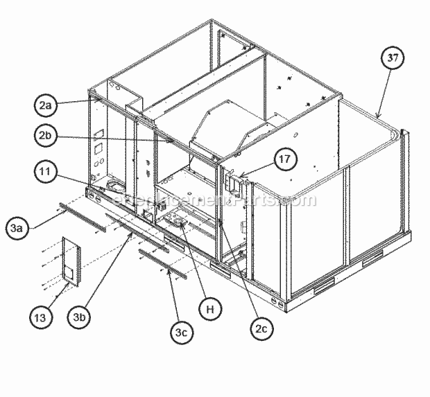 Front Panel Brackets 090-120 Diagram and Parts List for RJNL-B180DM040ADF  Ruud Heater