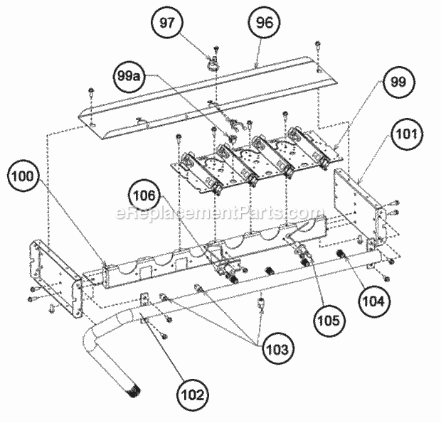 Burner Assembly Diagram and Parts List for RKKN-B072YM13E  Ruud Heater