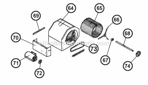 Blower Assembly Diagram and Parts List for RJKB-A090DL020949  Ruud Heater