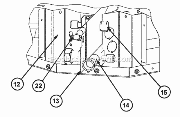Valve Mounting Detail Diagram and Parts List for 14PJL42A01  Ruud Heater