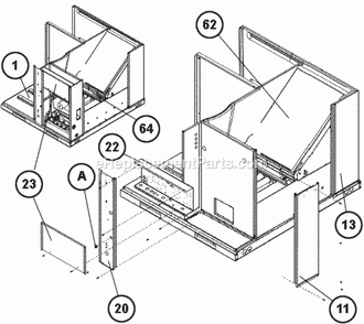 Control Access Panel, Evap Coil Diagram and Parts List for RACA13042ACT000AA  Ruud Air Conditioner