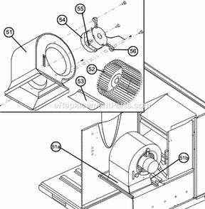 Blower Assembly Diagram and Parts List for RRNL-B036JK08E  Ruud Heater