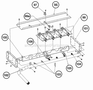 One Piece Burner Assembly 036-060 Diagram and Parts List for RKNL-G300DL30E  Ruud Heater