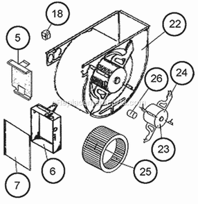 Part Location Diagram of 70-24157-03 Ruud Induced Draft Blower - Standin