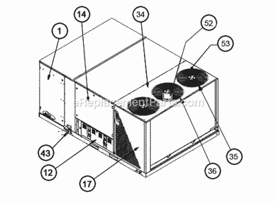 Exterior - Front 240 Diagram and Parts List for RKKL-B072CL13EDNF  Ruud Heater